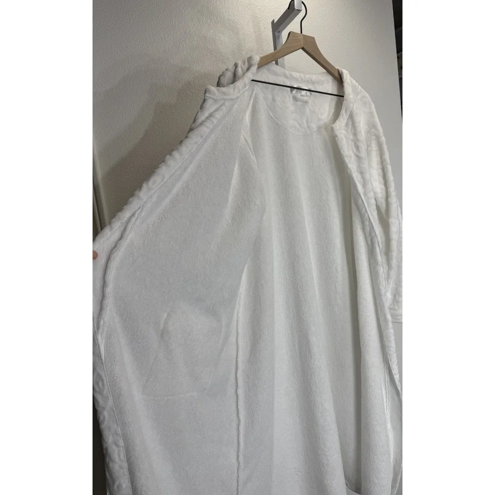 EILEEN WEST Cozy‎ Zip Up House Coat Robe Pajama White Floral Pattern Size L/XL